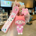 Cute Sakura Girl Keychain PVC Silicone Cartoon Doll Pendant With Pink Wrist Strap For Backpack Car Key