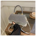 Sequin PU Leather Handbag with Wave Edge Flap Closure