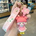 Cute Sakura Girl Keychain PVC Silicone Cartoon Doll Pendant With Pink Wrist Strap For Backpack Car Key