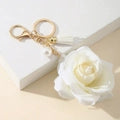 Fabric Rose Keychain Bag Charm with Tassel and Faux Pearl