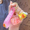 Cartoon Liquid Quicksand Keychain Acrylic Oil Infused Bag Pendant Flowing Glitter PVC Strap Key Ring