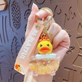 Cartoon Liquid Quicksand Keychain Acrylic Oil Infused Bag Pendant Flowing Glitter PVC Strap Key Ring