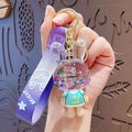 Cartoon Liquid Quicksand Keychain Acrylic Oil Infused Bag Pendant Flowing Glitter PVC Strap Key Ring