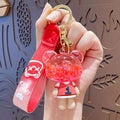 Cartoon Liquid Quicksand Keychain Acrylic Oil Infused Bag Pendant Flowing Glitter PVC Strap Key Ring