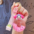 Cartoon Liquid Quicksand Keychain Acrylic Oil Infused Bag Pendant Flowing Glitter PVC Strap Key Ring