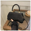Sequin PU Leather Handbag with Wave Edge Flap Closure