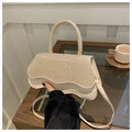 Sequin PU Leather Handbag with Wave Edge Flap Closure