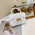 Mini Quilted Jelly Handbag with Faux Pearl Handle & Gold-Plated Shoulder Chain