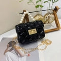 Mini Quilted Jelly Handbag with Faux Pearl Handle & Gold-Plated Shoulder Chain