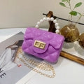 Mini Quilted Jelly Handbag with Faux Pearl Handle & Gold-Plated Shoulder Chain